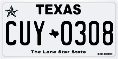 TX license plate CUY0308