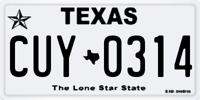 TX license plate CUY0314