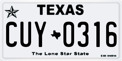 TX license plate CUY0316