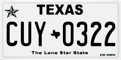 TX license plate CUY0322