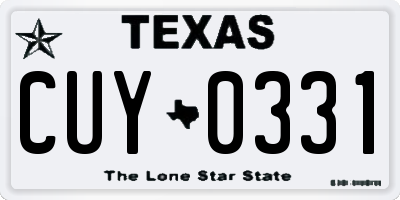 TX license plate CUY0331