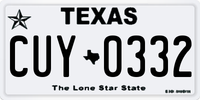 TX license plate CUY0332