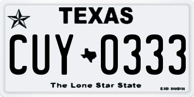 TX license plate CUY0333