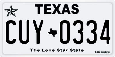 TX license plate CUY0334