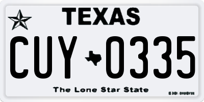 TX license plate CUY0335