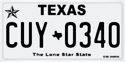 TX license plate CUY0340