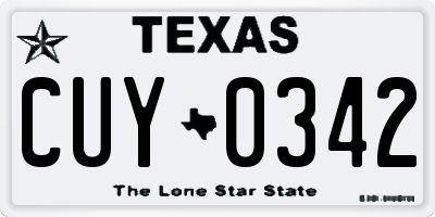 TX license plate CUY0342