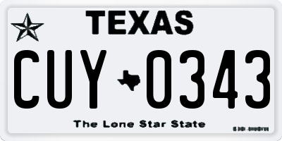TX license plate CUY0343