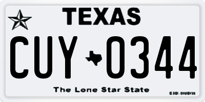 TX license plate CUY0344