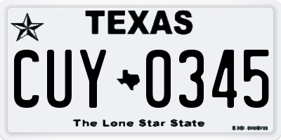 TX license plate CUY0345
