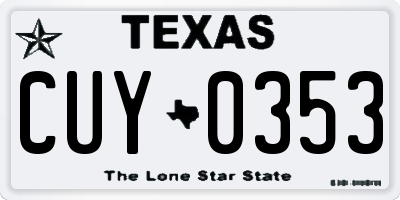 TX license plate CUY0353
