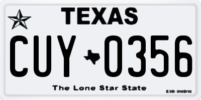 TX license plate CUY0356