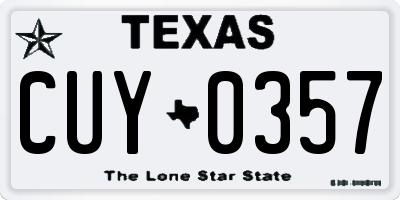 TX license plate CUY0357