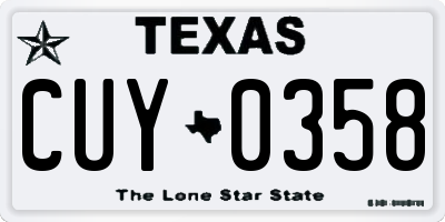 TX license plate CUY0358