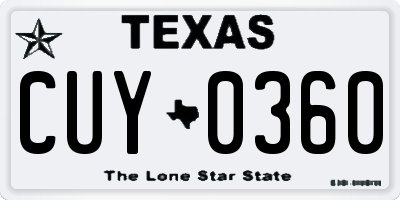 TX license plate CUY0360