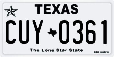 TX license plate CUY0361