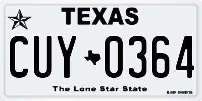 TX license plate CUY0364