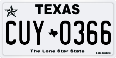 TX license plate CUY0366