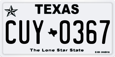 TX license plate CUY0367