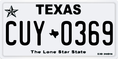 TX license plate CUY0369