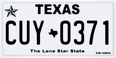 TX license plate CUY0371