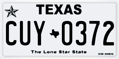 TX license plate CUY0372