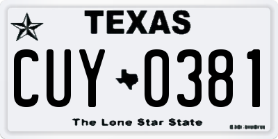 TX license plate CUY0381