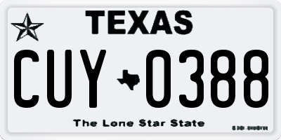 TX license plate CUY0388