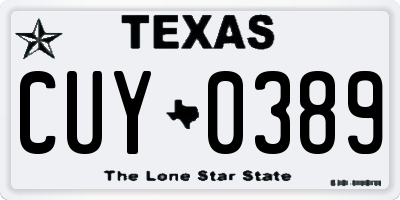 TX license plate CUY0389