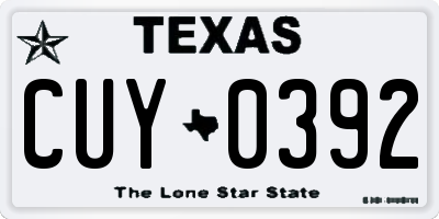 TX license plate CUY0392
