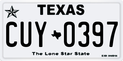 TX license plate CUY0397