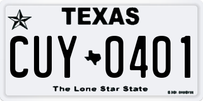 TX license plate CUY0401