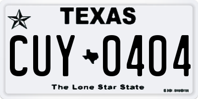 TX license plate CUY0404