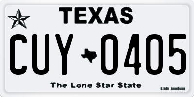 TX license plate CUY0405