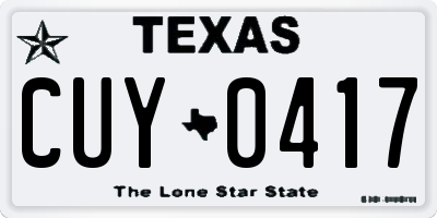 TX license plate CUY0417