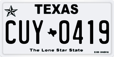 TX license plate CUY0419