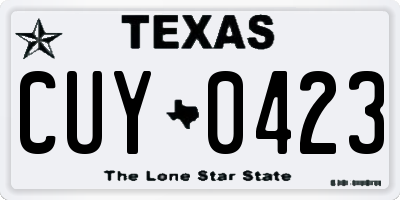 TX license plate CUY0423