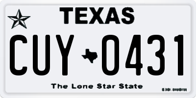 TX license plate CUY0431