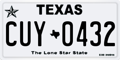 TX license plate CUY0432