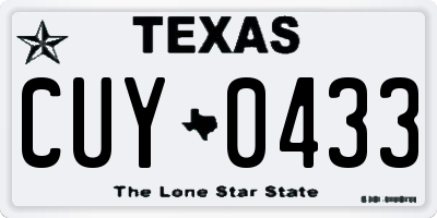TX license plate CUY0433