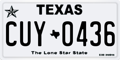 TX license plate CUY0436