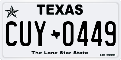 TX license plate CUY0449