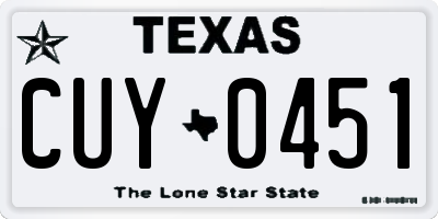 TX license plate CUY0451