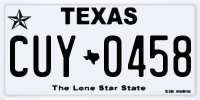 TX license plate CUY0458