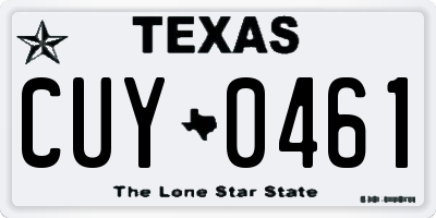 TX license plate CUY0461