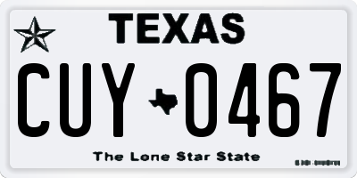 TX license plate CUY0467