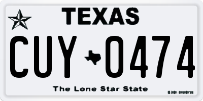 TX license plate CUY0474
