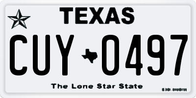 TX license plate CUY0497