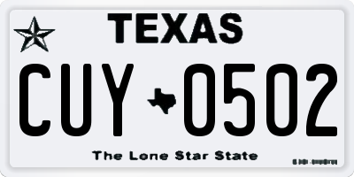 TX license plate CUY0502