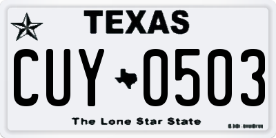TX license plate CUY0503